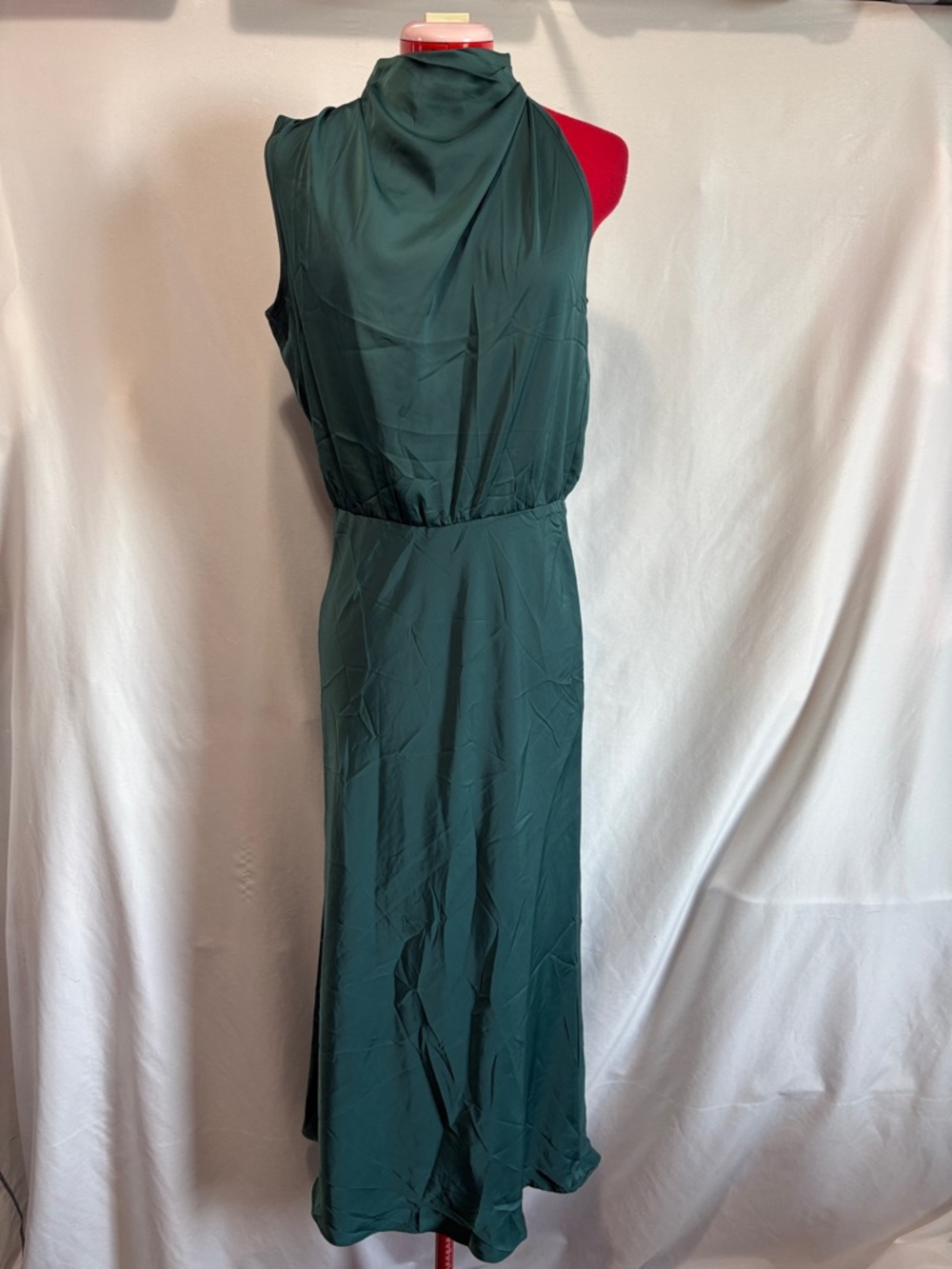 Sleeveless High-Neck Forest Green Maxi Dress MM412